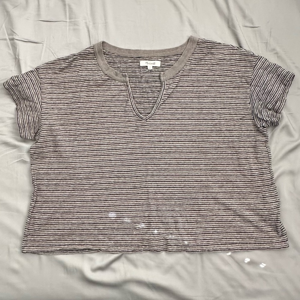 Madewell Green Striped Short Sleeve Tee